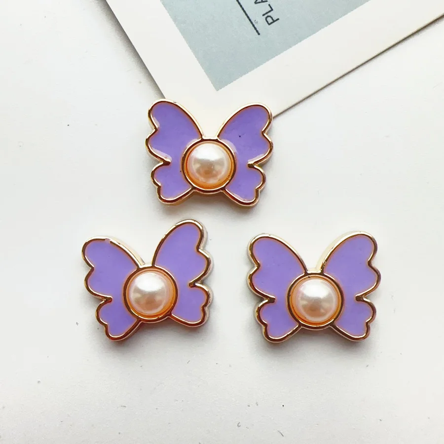 WFFNNKC 10-20 pz dolce viola Flatback resina moda fiore Bowknot indumento pulsante accessori orecchini fai da te spilla artigianato Decor