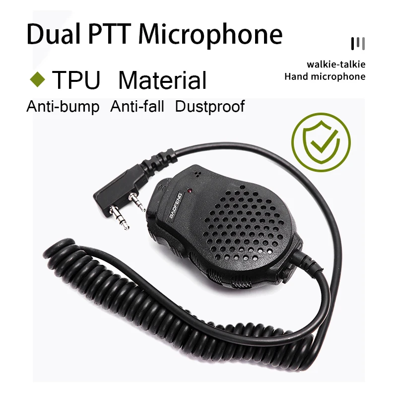 Baofeng UV-82 Walkie Talkie Microphone Speake Dual PTT Tangent Headset Shoulder Mic For UV-5R UV-S9 UV-16Pro UV-13 Two Way Radio