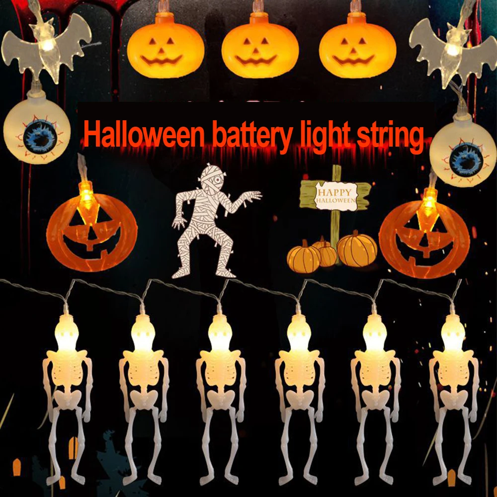 3M Halloween Ghost Eyes Battery Box Powered LED Light String 10 20LEDs/m Pumpkin Bat Skull Horror Decor for Party Haunted House