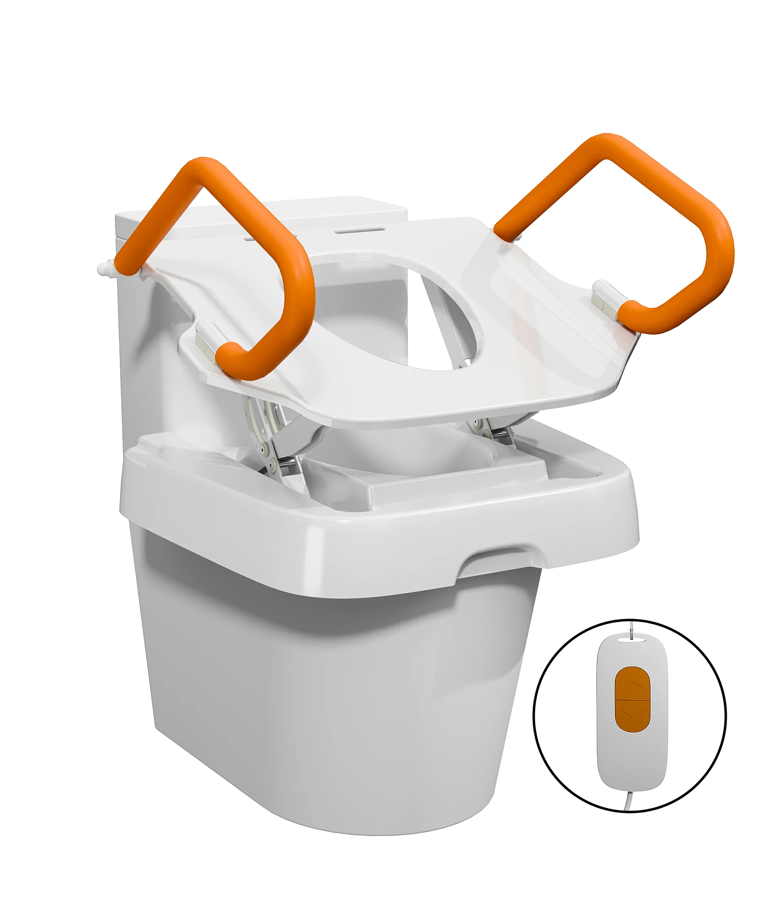 Electric Toilet Seat Lift Adjustable Height Remote Operated Bathroom Safety Mobility Aid Support Chair for Elderly Disabled Use