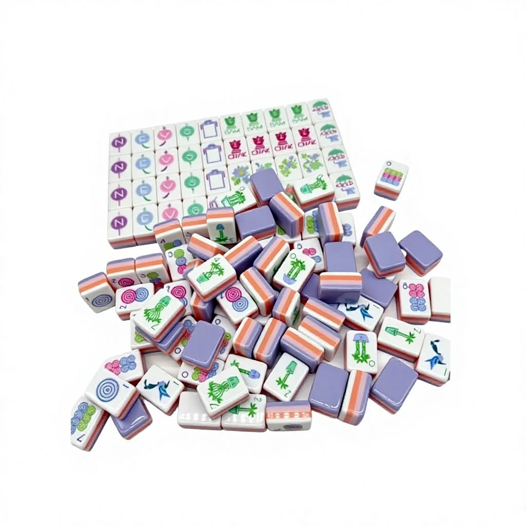 Light Purple American Mahjong, 4-Layer Color Matching, Mini Portable, Leisure Entertainment, Chess Card Game