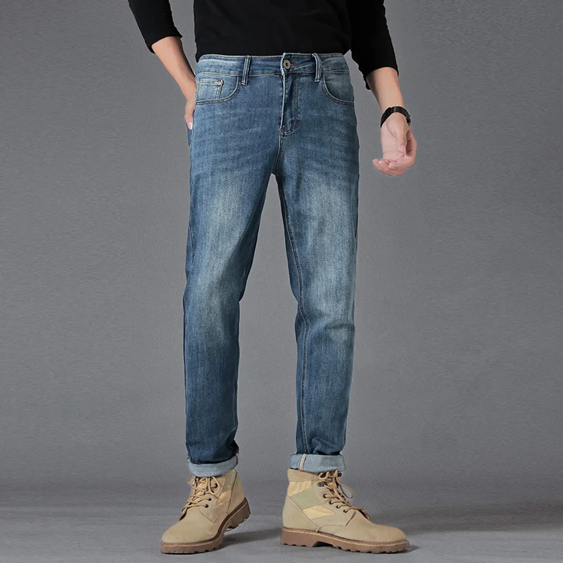 Blue jeans men's slim fit 2024 new men's pants elastic spring and autumn casual men jeans  cargo pants men streetwear