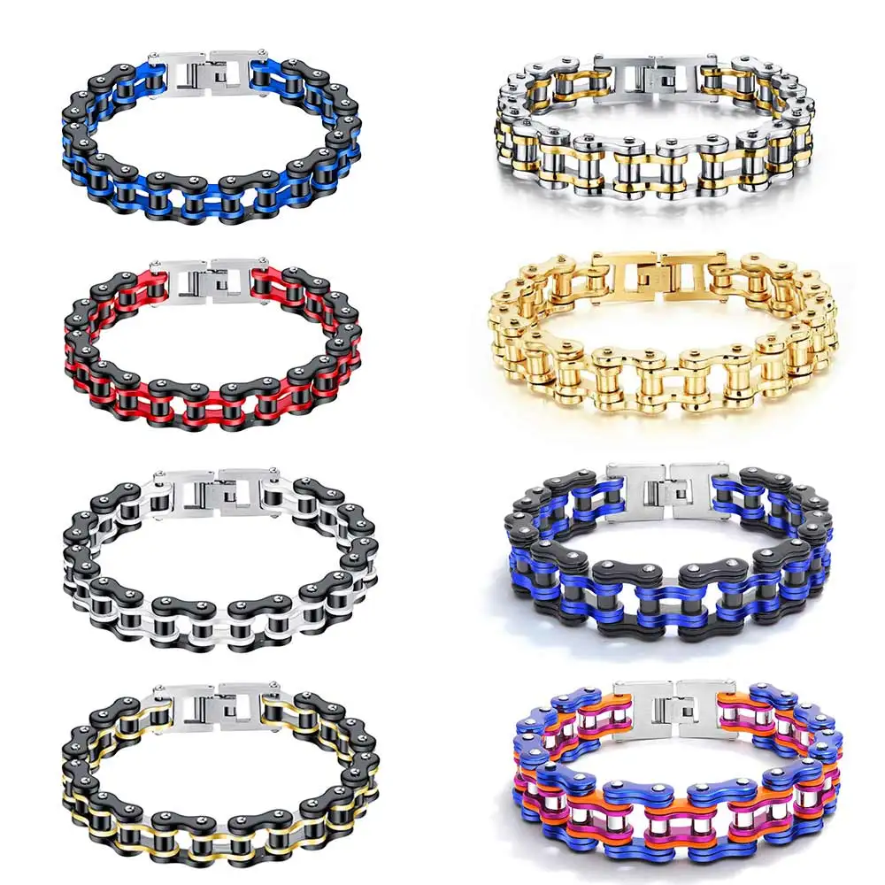 JHSL Male Men Statement Biker Chain Bracelets Bangles Stainless Steel Great Boyfriend Father Gift Fashion Jewelry