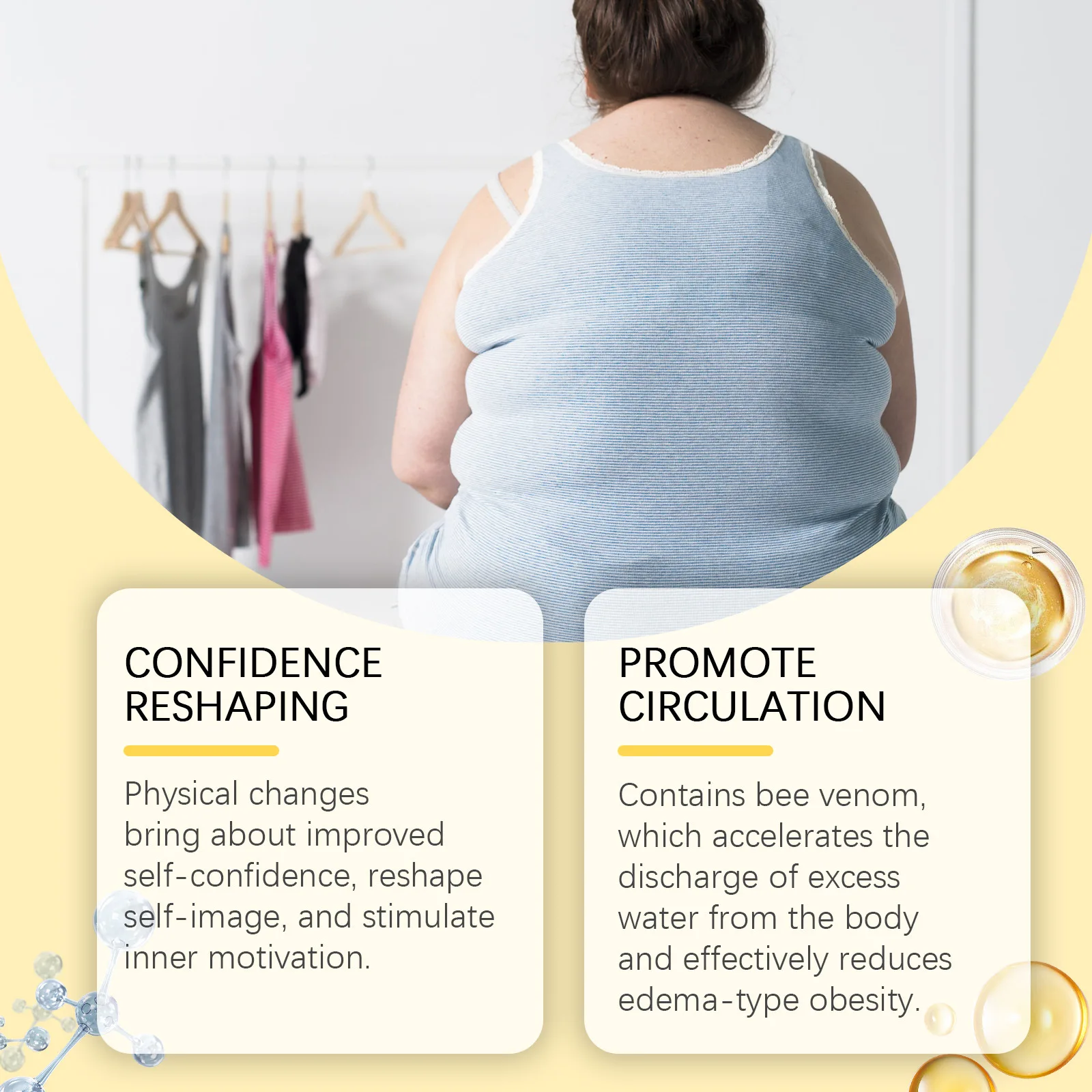 Huile essentielle de Massage pour perte de poids, venin d'abeille, Drainage lymphatique, détox, brûle les graisses, favorise le métabolisme, raffermissant le ventre, les cuisses et le corps