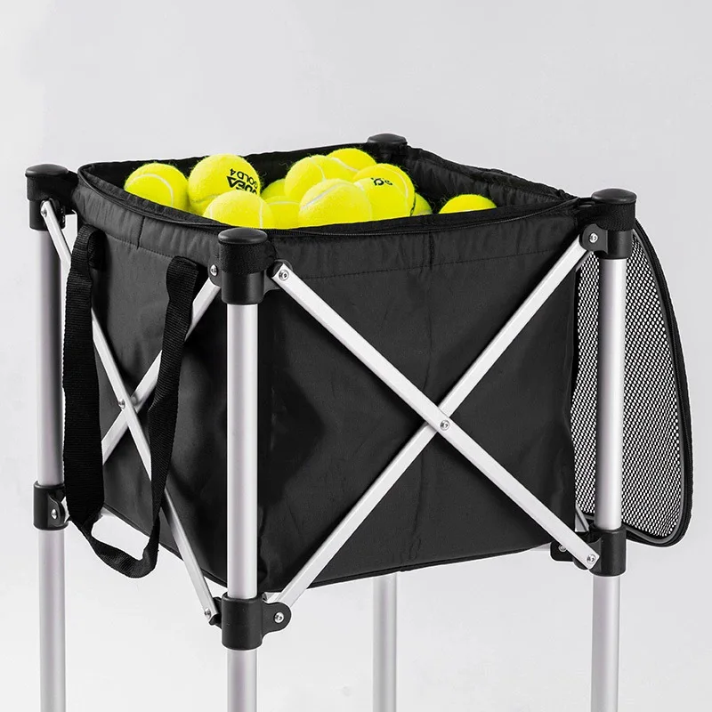 عربة كرة محملة لمدرب التنس، حزام صغير محمول للسيارة، أداة تخزين سلة الكرة، إطار من سبائك الألومنيوم