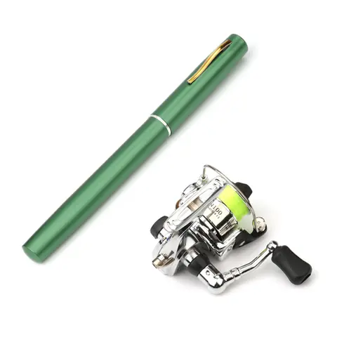 กระเป๋าใหม่พับตกปลา Rod Reel Combo Mini ปากกา Fishing Pole Kit Telescopic Fishing Rod Spinning Reel Combo Kit
