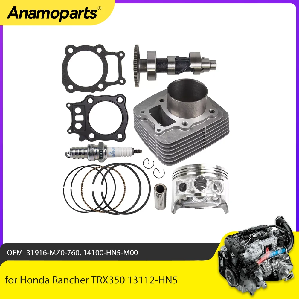 ATV STD 78.5mm For Honda Rancher TRX350 12100-HN5-600 14100-HN5-M00 00-06 cylinder Camshafts piston gasket Rebuild Overhaul kit