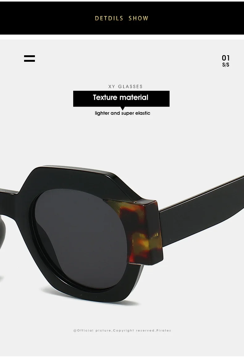 Neue Hexagon Einzigartige Sonnenbrille Frauen Marke Designer Farbe Patchwork Retro Weibliche Shades Reise Casual Brillen – Detail 14