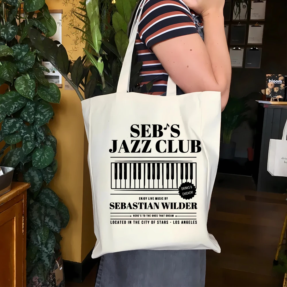 Seb's Jazz Club Canvas Bag Movie Gifts La La Land RomCom Movie Buff Musicals Ladies Commuting Tote Bag Birthday Gift