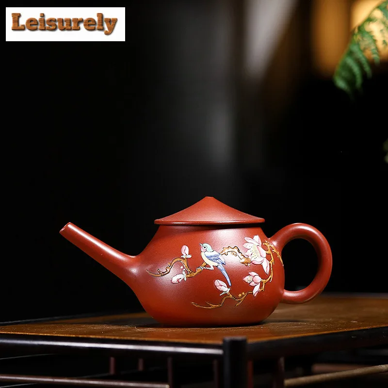 

120ml Classic Yixing Purple Clay Teapots Handmade Colour Enamels Old Fisherman Pot Raw Ore Dahongpao Mud Kettle Zisha Tea Set