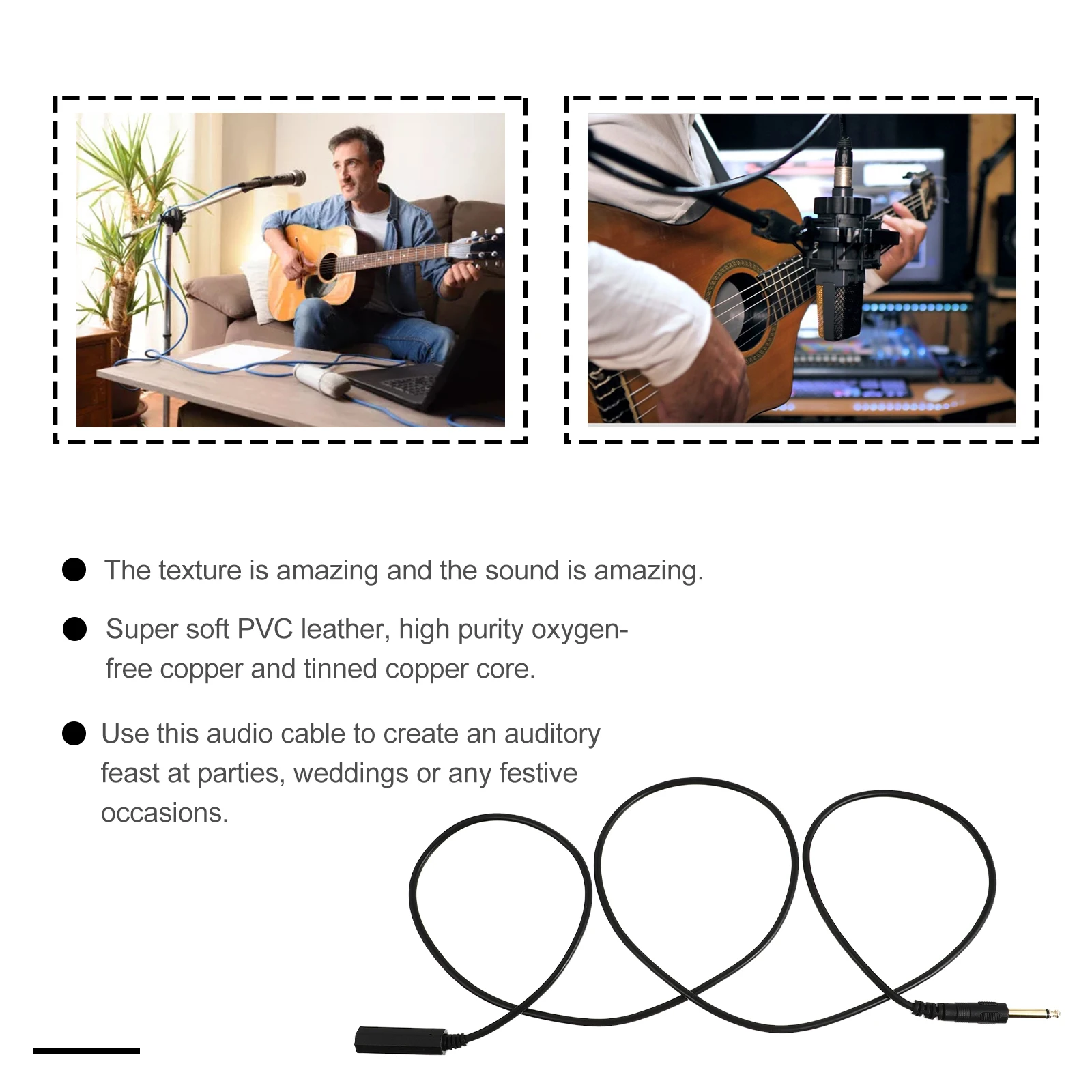 

1pc Guitar Audio Cable Male To Female 6.5/6.35 Connector Wire For Guitar Line Extension Black Durable Audio Extension Cord For
