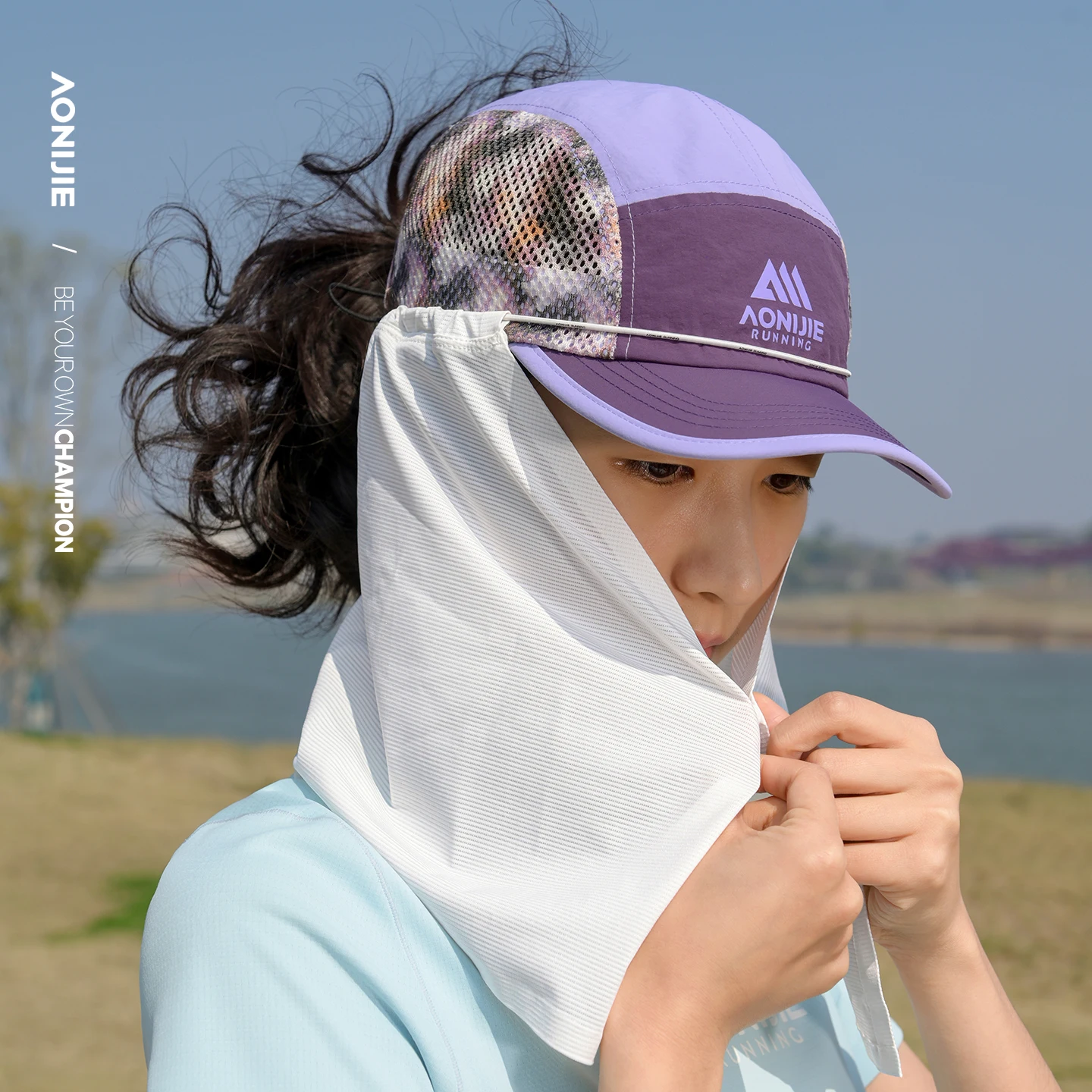 

AONIJIE Outdoor Sun Protect Shawl Long Shawl Sun Shade Removable Shawl Sunscreen Scarf for Outdoor Hiking Camping Running