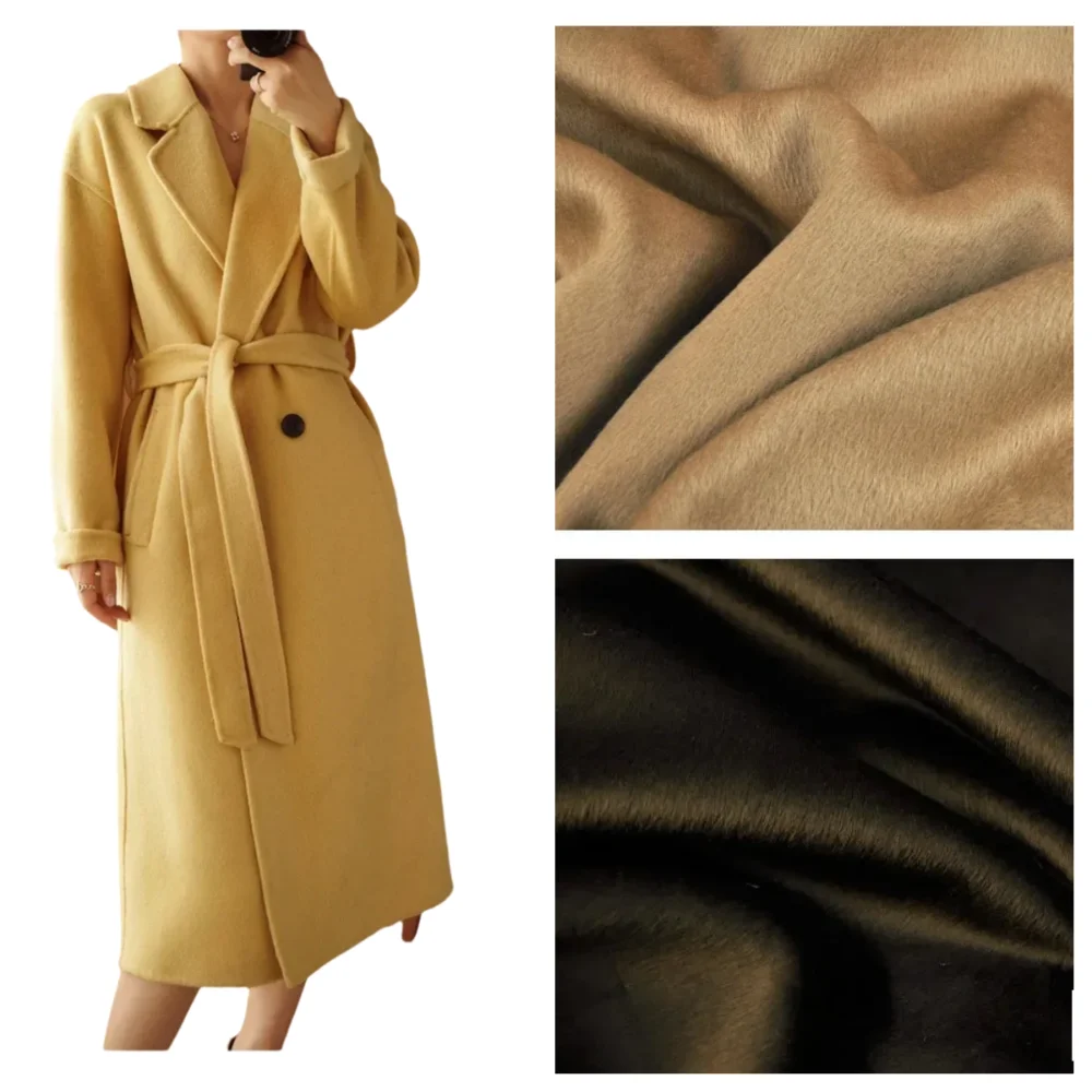 

Brand Fashion Wool Alpaca Fabric Autumn Winter Coat Double-sided Long Hair Fabrics Cloth by the Yard Materi Wholesale