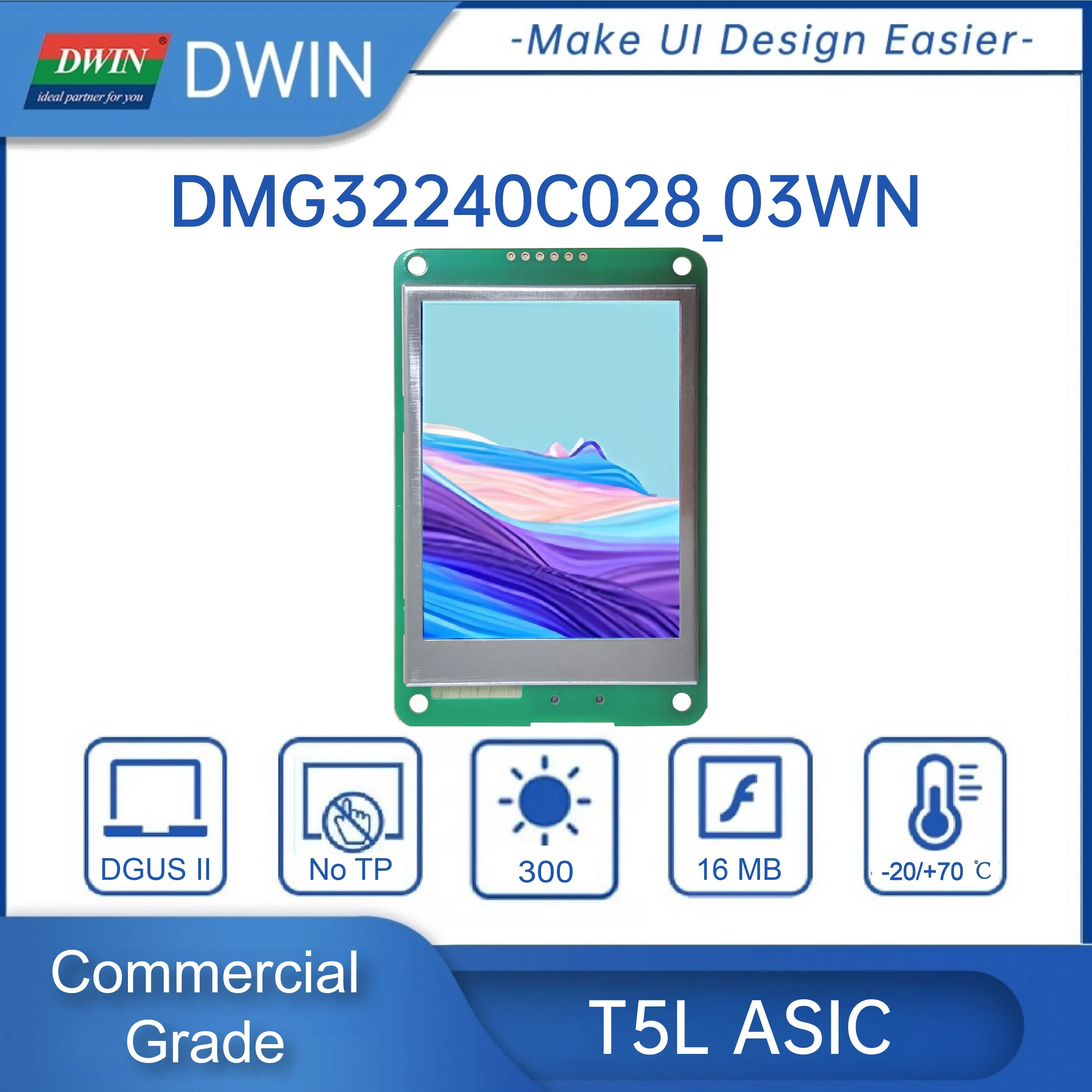 DWIN Layar LCD TFT 2.8 Inci 320*240 Panel Sentuh Layar Port Serial HMI Layar Cerdas STM32 Modul LCD LCM