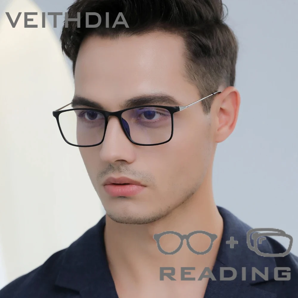 VEITHDIA New Arrival Anti Blue Light Reading Glasses TR90 Frame Polycarbonate Lens +1.00 +1.50 +2.00 +2.50 Square Eyewear R88330