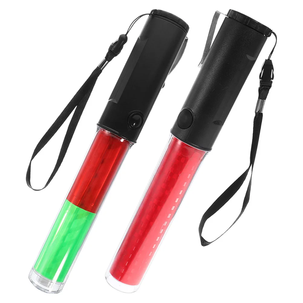 2 Pcs Glow Sticks Concert Air Traffic Control Lights Red Magnet Airport Wands LED Flashlight