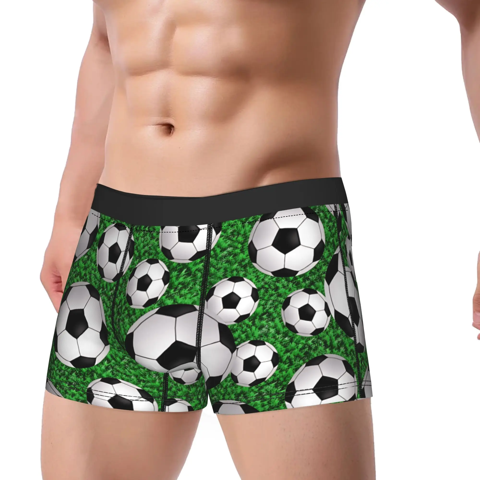 Grass Field Soccer Balls Seamless Design Boxer Brief  Underwear Trenky Man Comfortable Boxer Shorts Custom DIY Plus Size Panties