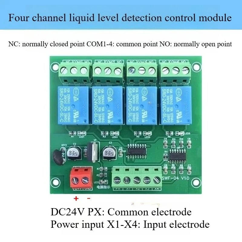 24V Liquid Level Detection Control Module 4CH 8CH Water Tank Level Relay Board