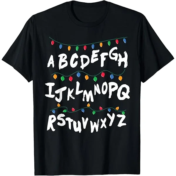 TV Drama Peripheral Stranger Christmas Light 100%cotton Men's Shirt Short Sleeve Oversized Women's Short Sleeved Cheap Tshirt