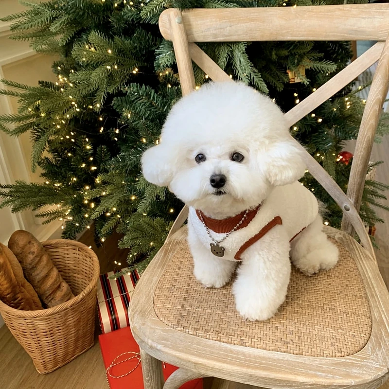 Puppy Jacket Pet Warm Clothes Teddy Winter Pullover Bichon Frise Embroidered Pullover Yorkshire Sleeveless Clothes XS-XL