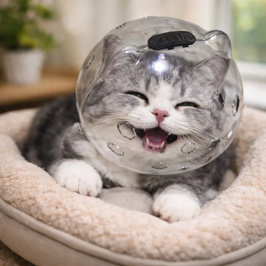 New cute cat nail clipper protection mask for biting prevention and grooming pet accessory head cover cat space hood