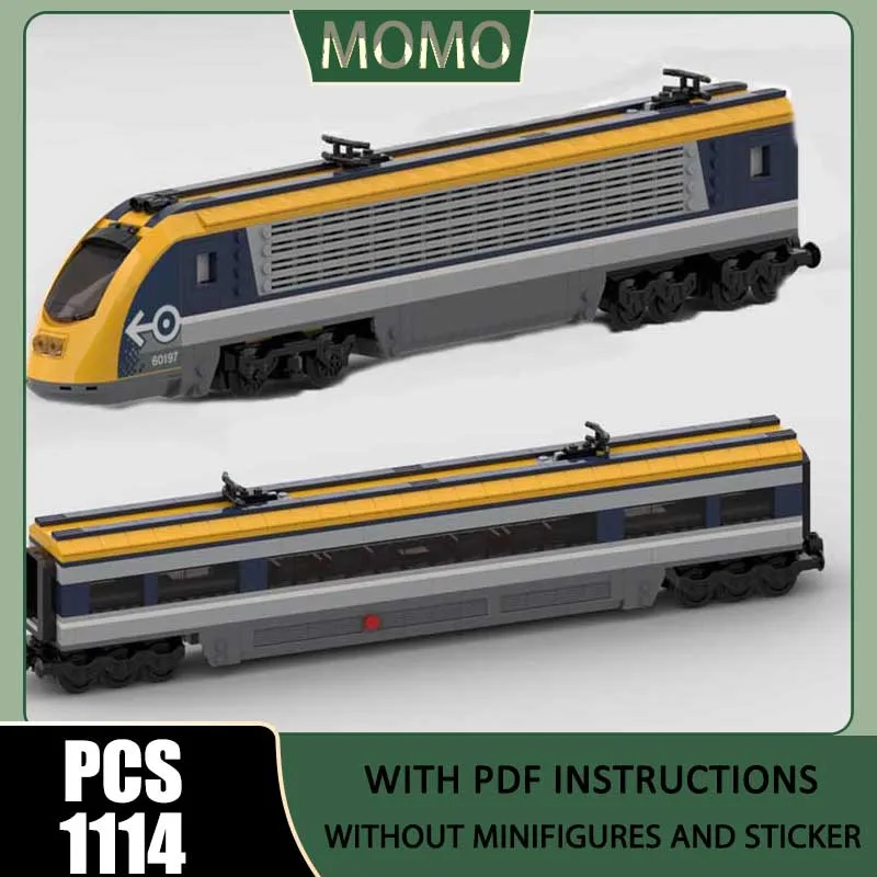 

Railway Train Model Moc Building Blocks Urban train Model Technology Brick DIY Assembly Construction Holiday Toys