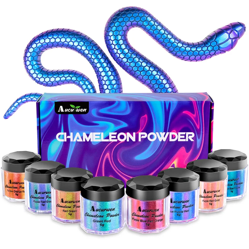 8pcs Mirror Chameleons Resin Pigment Set Magic Discolored Pearlescent Powder Epoxy Resin Glitter Kit DIY Jewelry Making Dye Tool