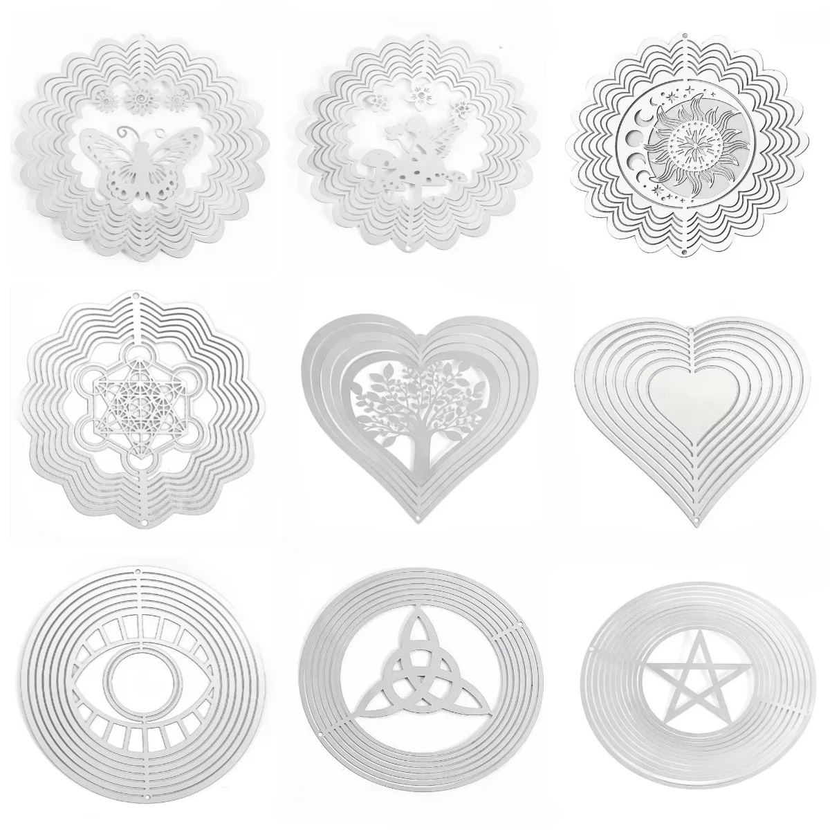 Wind Spinner Set Flowing-Light Mesmerizing Spinning Effect Mandala Garden Hanging Decor DIY Wind Chime Suncatcher Making Pendant