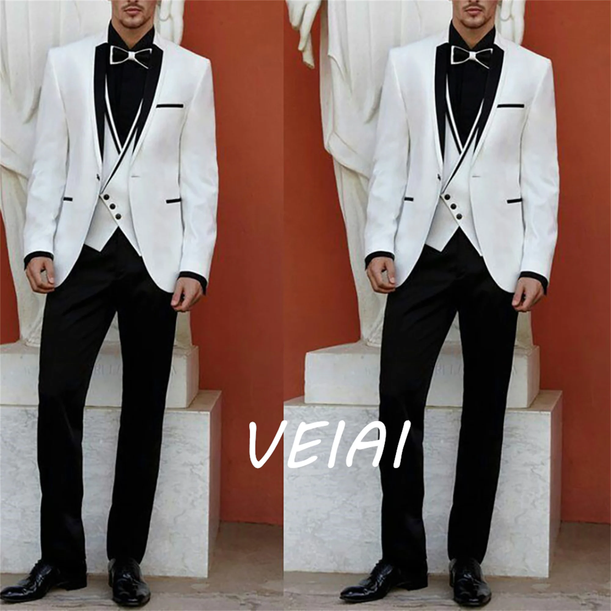 

CustomizedFashion Men Suit Balzer Terno Hombre Costume Jacket Pants Vest Three Piece Black Trousers Slim FIt Wedding Custom Made