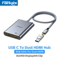 USB C To 2*HDMI-compatible Hub For MacBooks 4K@60Hz USB3.1 To 2HDMI Docking Station For Monitors DisplayLink DL6950 For M1M2