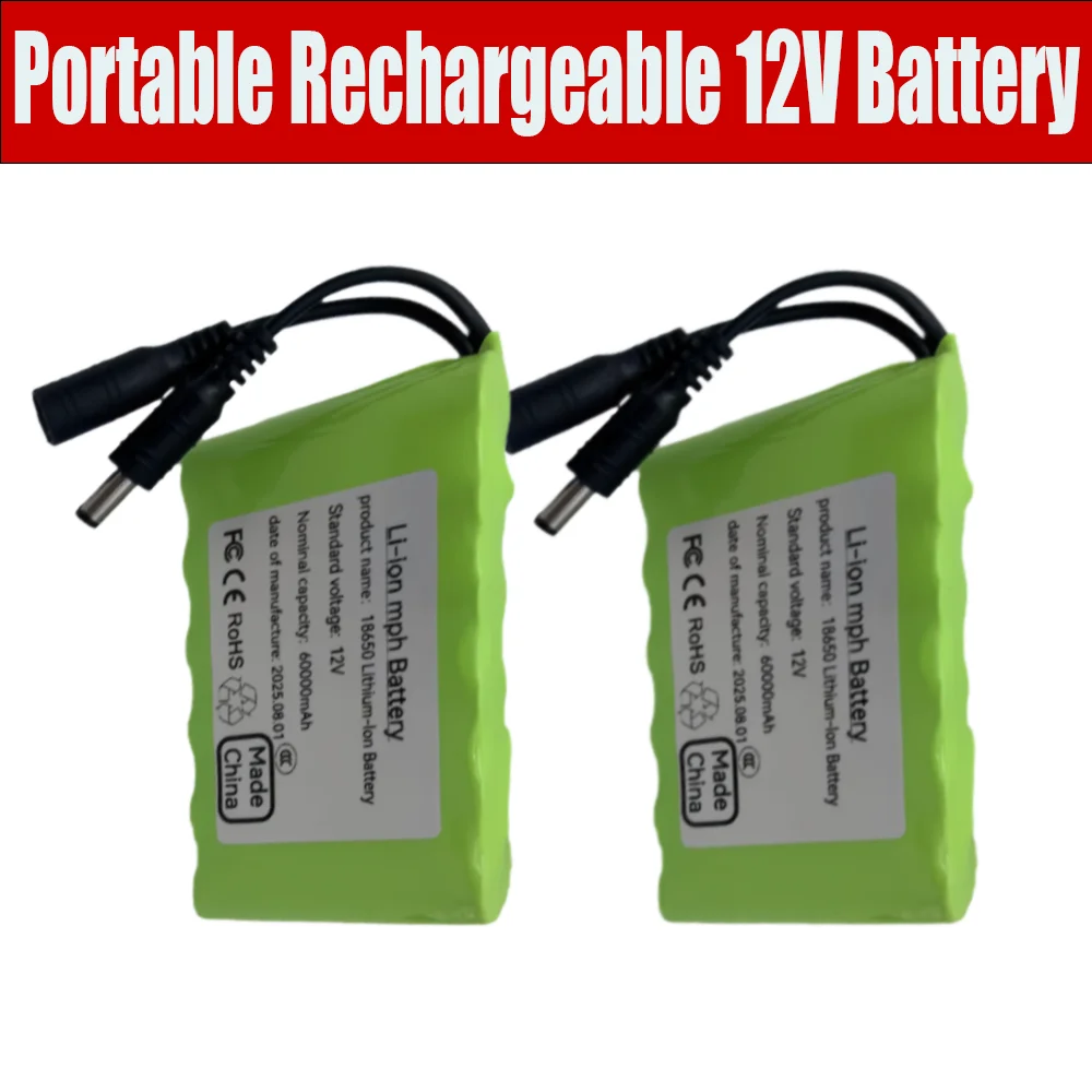 

18650 12V 60000Mah rechargeable lithium-ion battery suitable for speakers, flashlights,CCTV cameras,GPS reflectors, portable kit