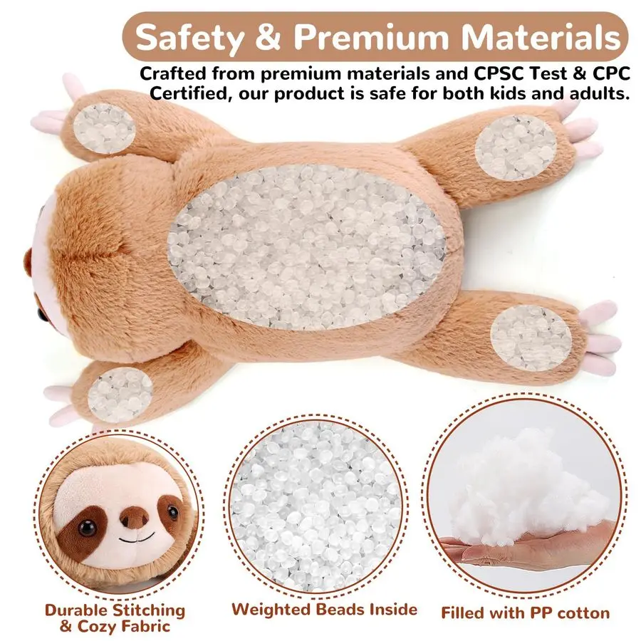 ナマケモノのぬいぐるみ 22インチ 4.5ポンド 重みのあるぬいぐるみ ナマケモノのぬいぐるみ 大きなぬいぐるみ枕 かわいいぬいぐるみおもちゃ ギフト