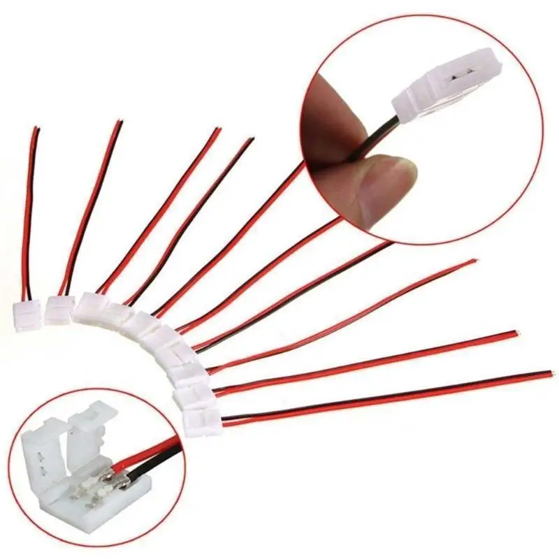 10Pcs 2/3/4/5/6Pin Solderless LED Strip Light Connectors 5mm 8mm 10mm 12mm For 2835 5050 LED Strip Wire PCB Ribbon 15.5cm