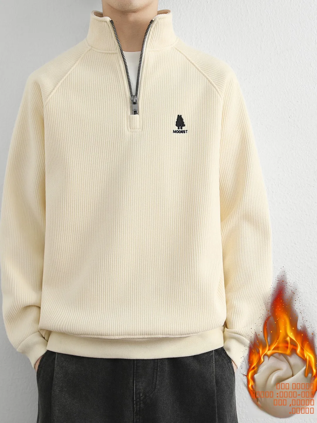 

Thiened Morris Velvet f Zipper Hoodie Men's Stand Collar Long Sve Base irt Casual Wear Stand Fit Chemical Fiber ...