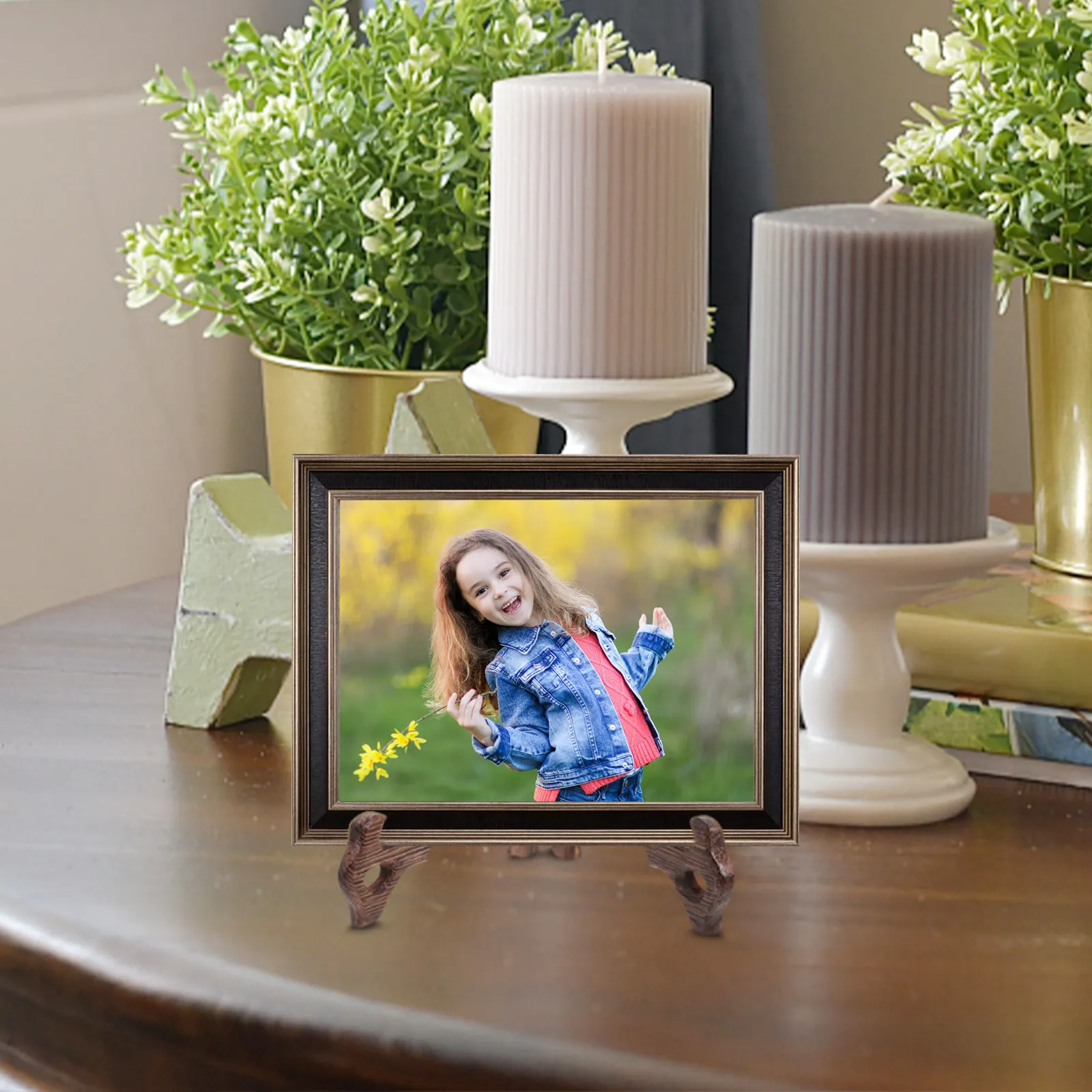 Sturdy Wooden Display Stand for Plates Books Photos Recipe Holders Home Office Kitchen Counter Showcase Glass Cabinet Decorative