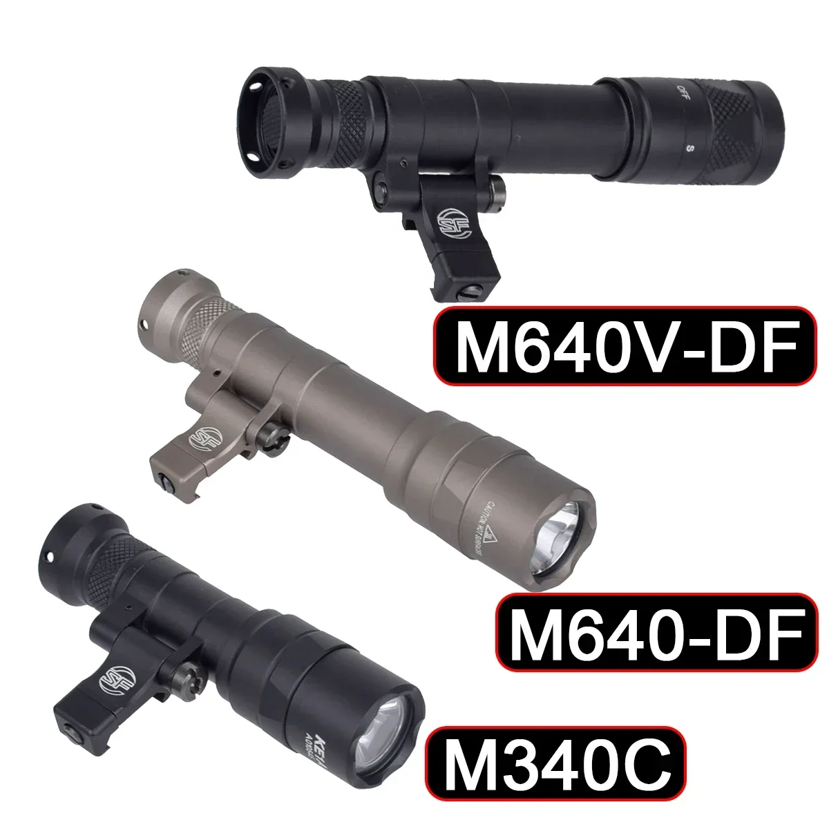 Tactical Surefir M300 M600 M640DF M640V M340V M340C LED Flashlight M640 M340 Airsoft Weapon Gun Light 20mm Picatinny Rail