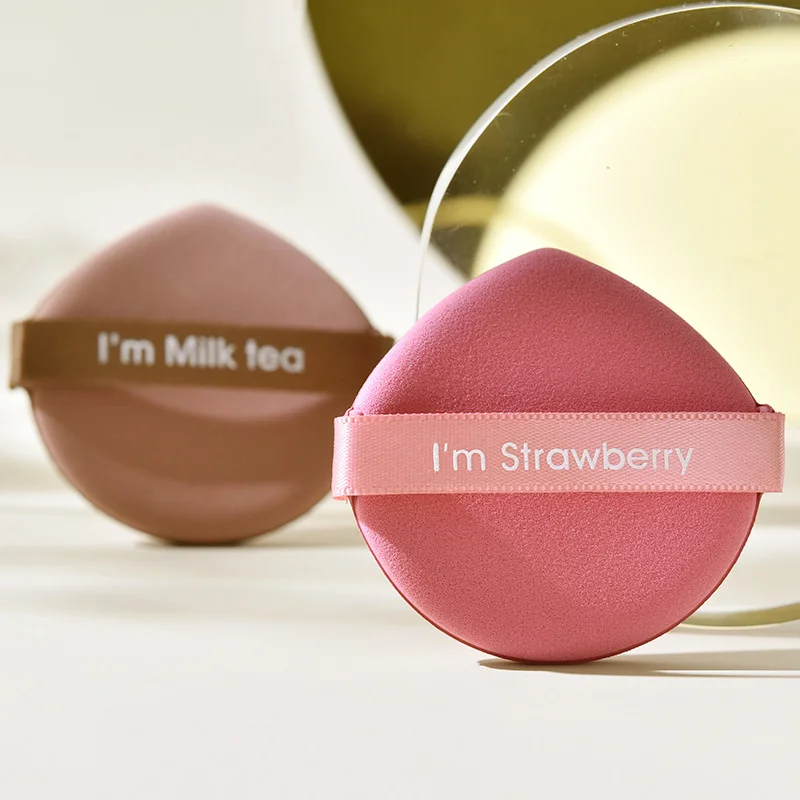 7Pcs/Box Heart Shape Velvet Powder Puff Soft Finger Strap Cosmetic Puff Wet Dry Use Foundation Makeup Blending Puff