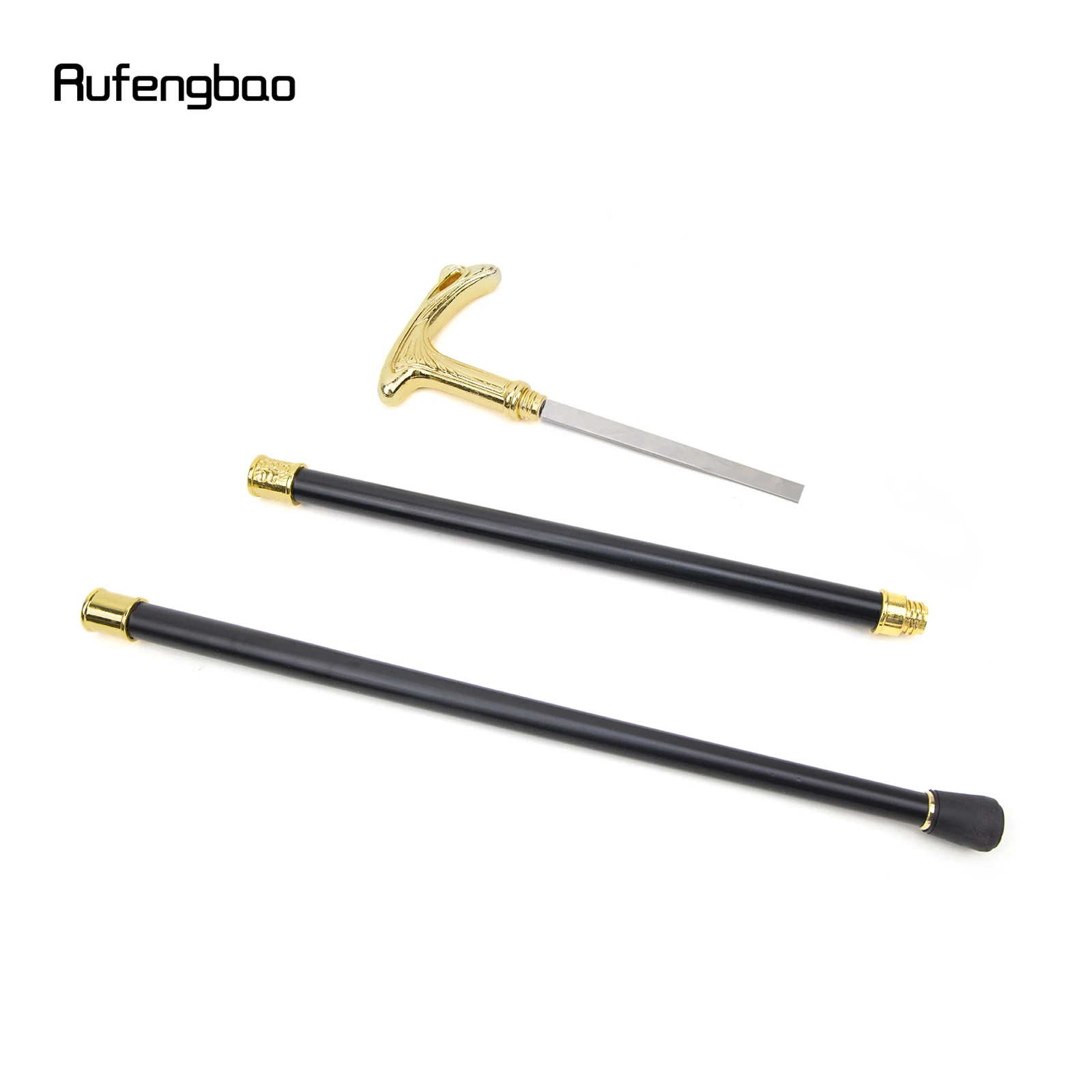 Gold Luxury Flow Line Type Walking Stick with Hidden Plate Self Defense Fashion Cane Plate Cosplay Crosier Stick 93cm