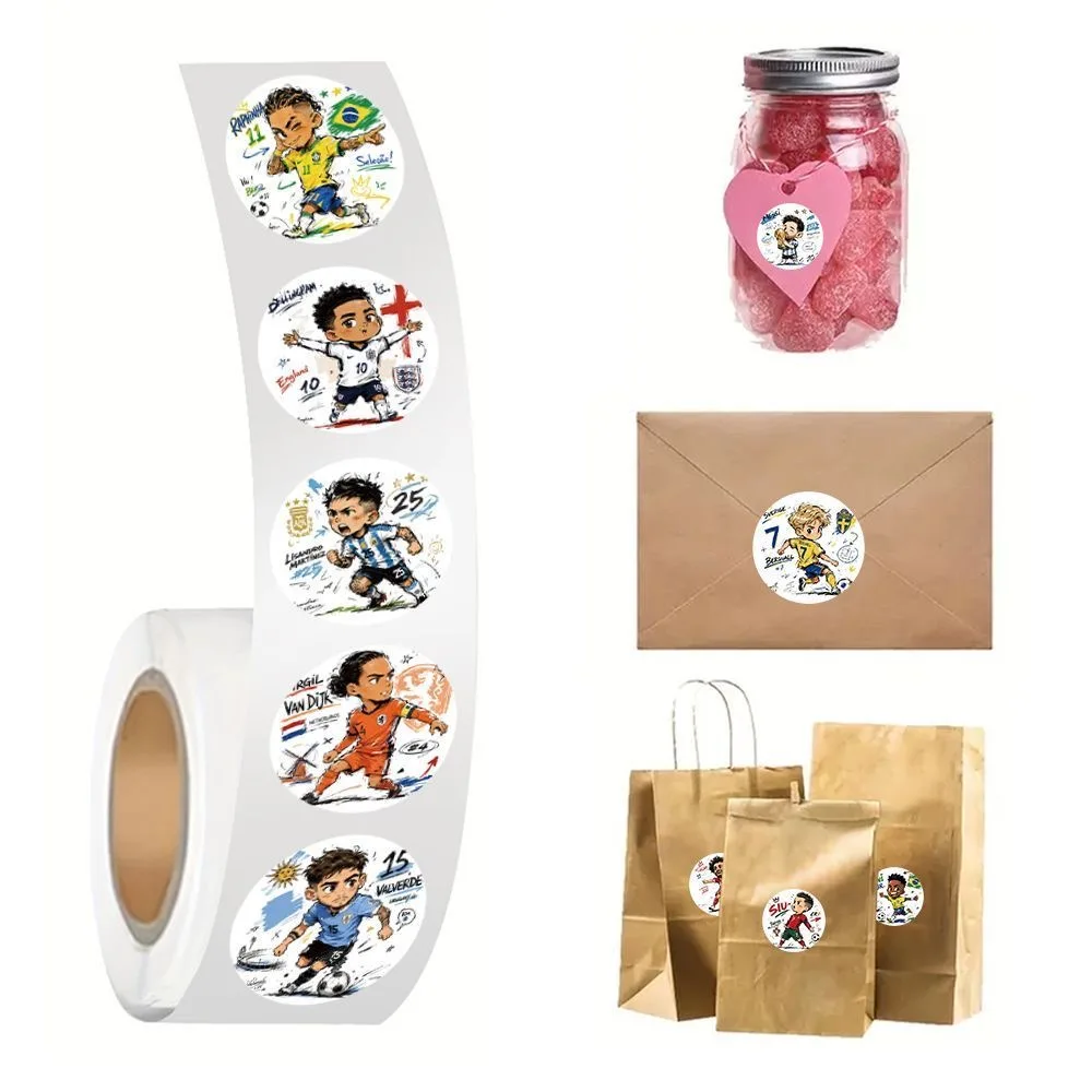 500Pcs/Roll Cartoon Football Star Stickers Soccer Decals For School Reward Stickers  Decoration Encouragement Sticker For Gift image 5