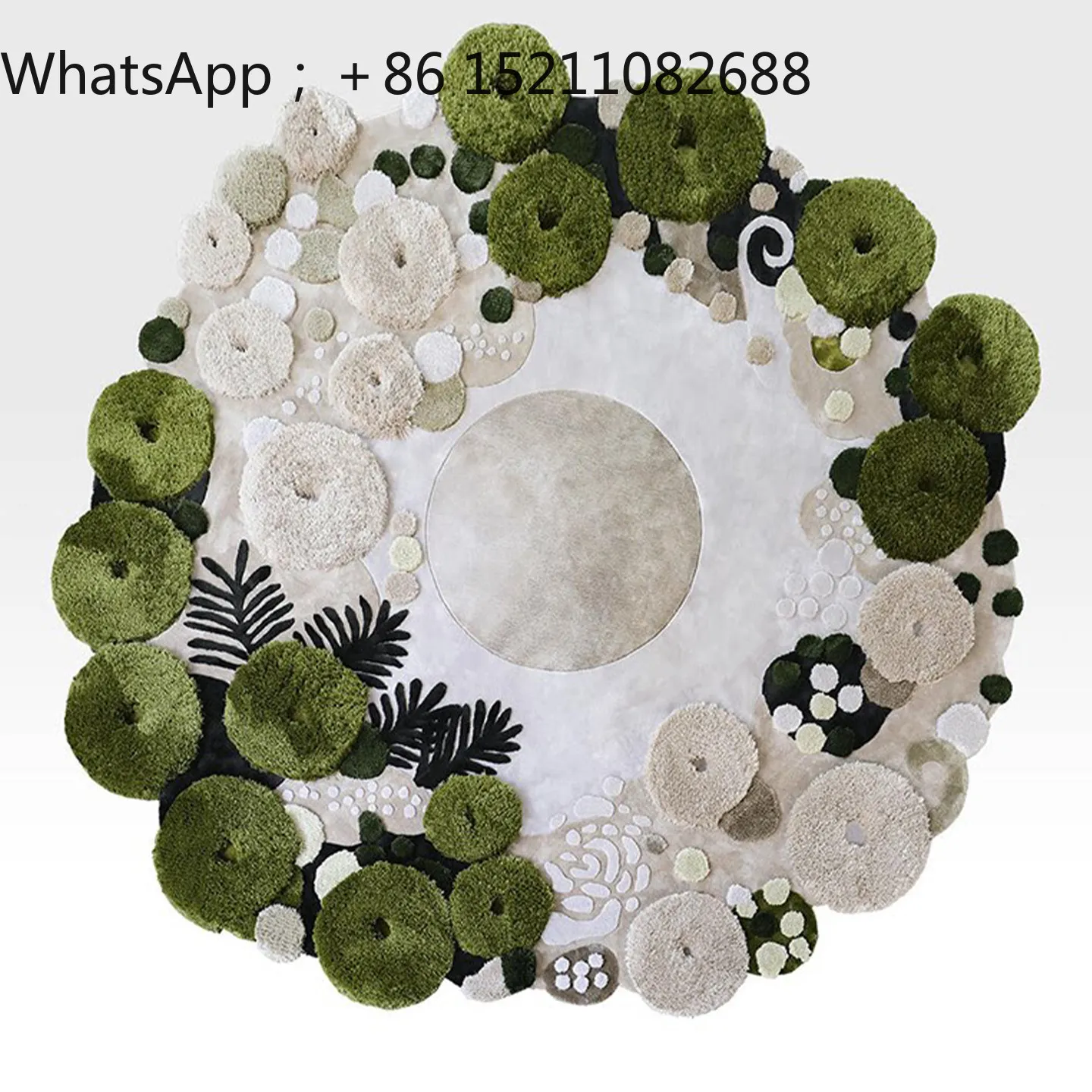 SCY modern light luxury irregular carpet beige round living room handmade wool woven art carpet