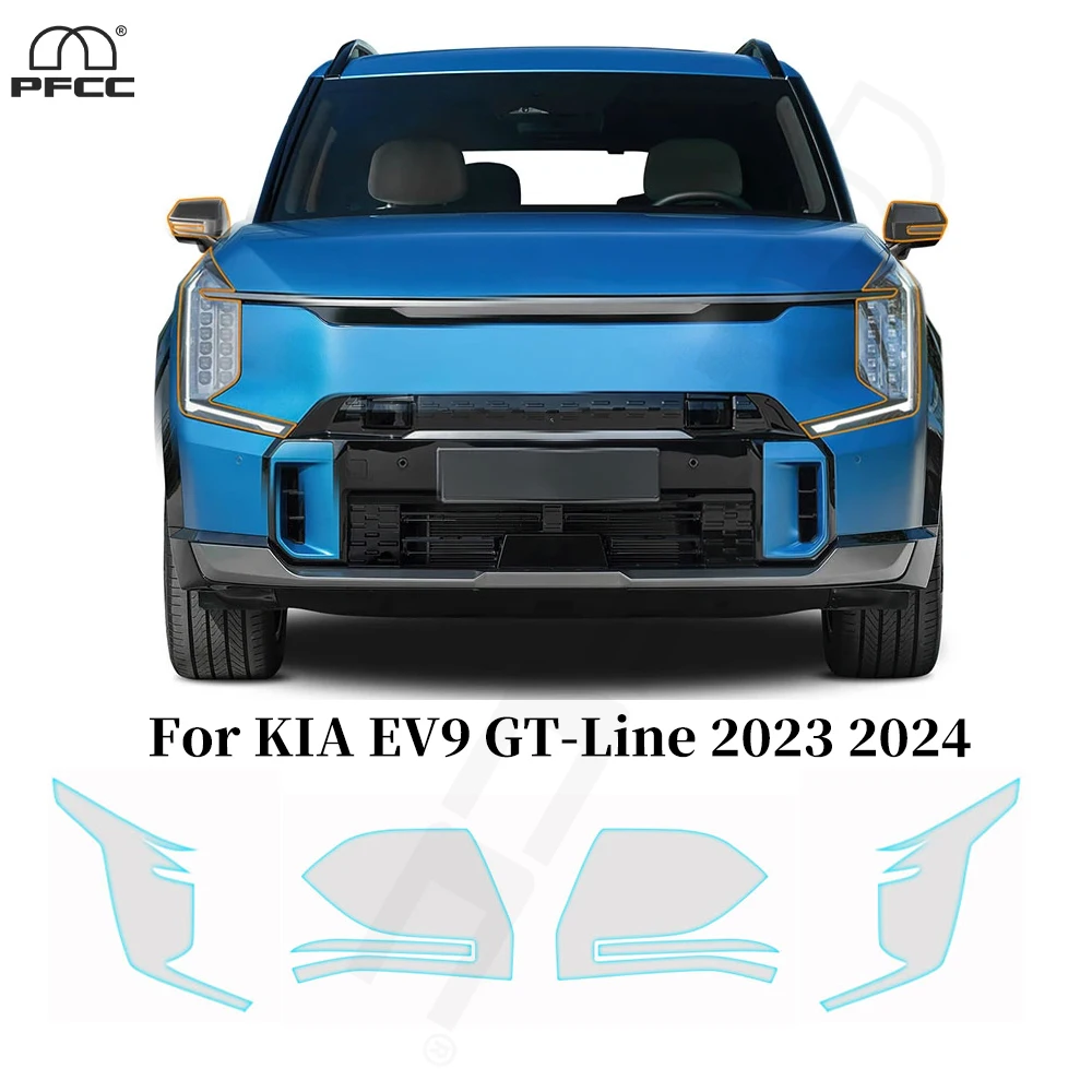 

For KIA EV9 GT-Line 2023 2024 Car Headlight Rearview B C Pillar TPU Paint Protection Film Pre-cut PPF Anti-scratch Kit Clear Bra