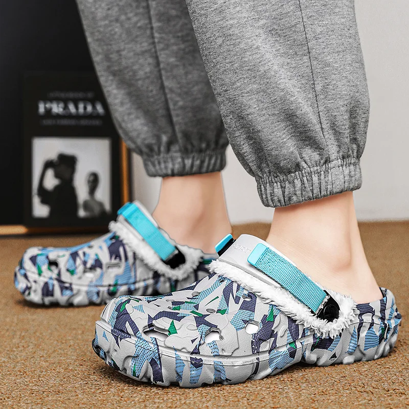 Neue Herren-Winterhausschuhe, bequeme warme Hausschuhe, abnehmbare Sommersandalen, lässige rutschfeste Plüsch-Fellhausschuhe für Herren – Detail 20