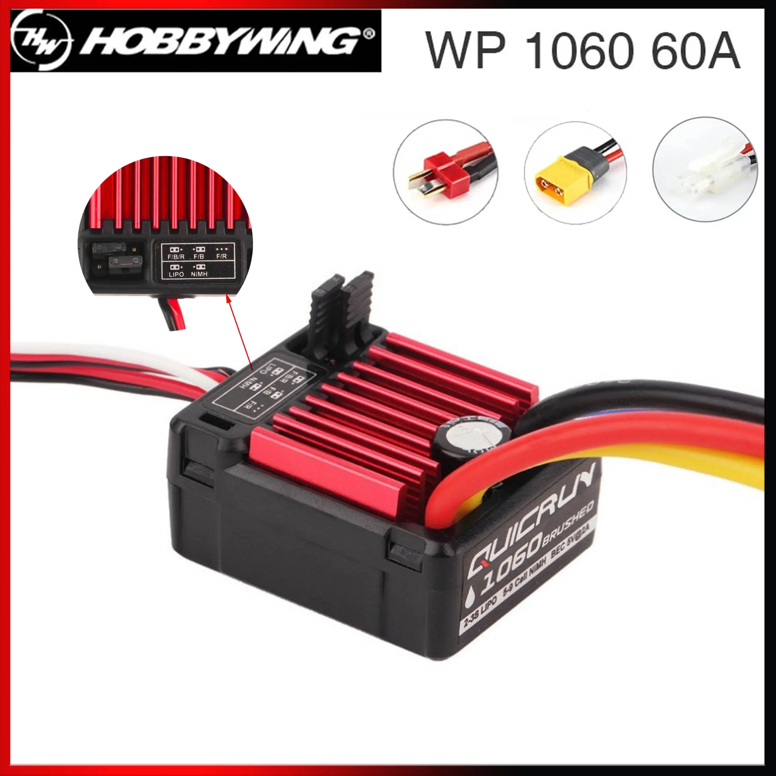 

HOBBYWING QuicRun 1060 60A Матовый электронный регулятор скорости ESC для 1/10 RC автомобиля Грузовик Гусеничный двигатель 540 550 HB Axial Wltoys