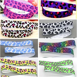 DHK 5/8''5yards Zebra Leopard Cow Gradient Printed Fold Elastic FOE Stretch Ribbon Hairbow Headwear Headband DIY OEM C1890