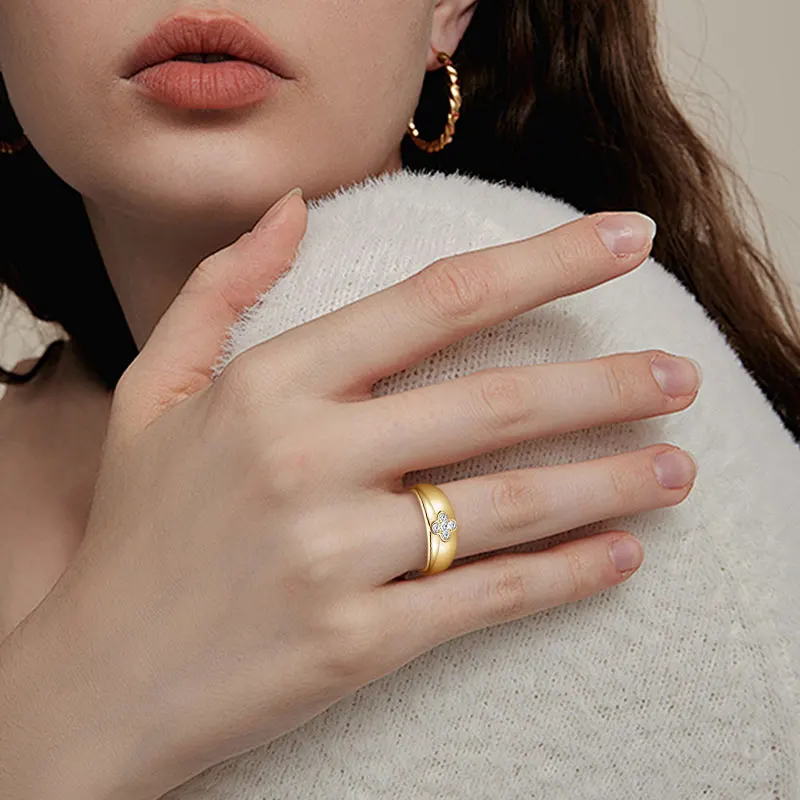 

IOGOU D0.22CT vvs1 кольцо с цветком клевера из муассанита для женщин, массивное широкое серебро 925 пробы, оригинальное обручальное кольцо, ювелирные изделия для свадебной вечеринки