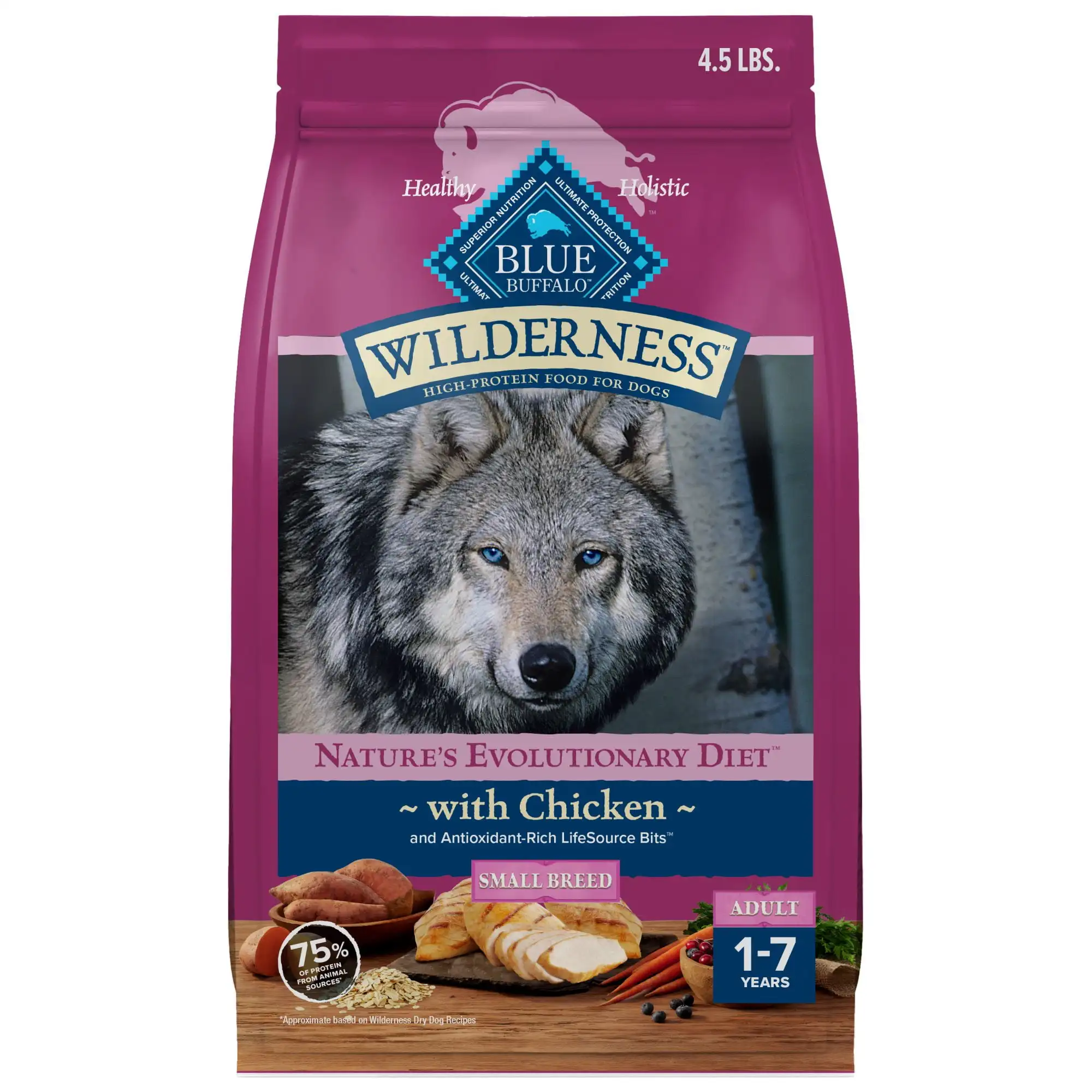 

Wilderness Small Breed Dry Dog Food Plus Wholesome Grains, Chicken 4.5 Lbs