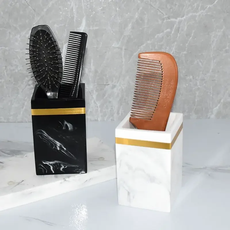 1pc, Resin Toothbrush Storage Cup, Dressing Table Ornaments, Comb Storage Jar,  Makeup Brush Storage Cup, Bathroom Accessories