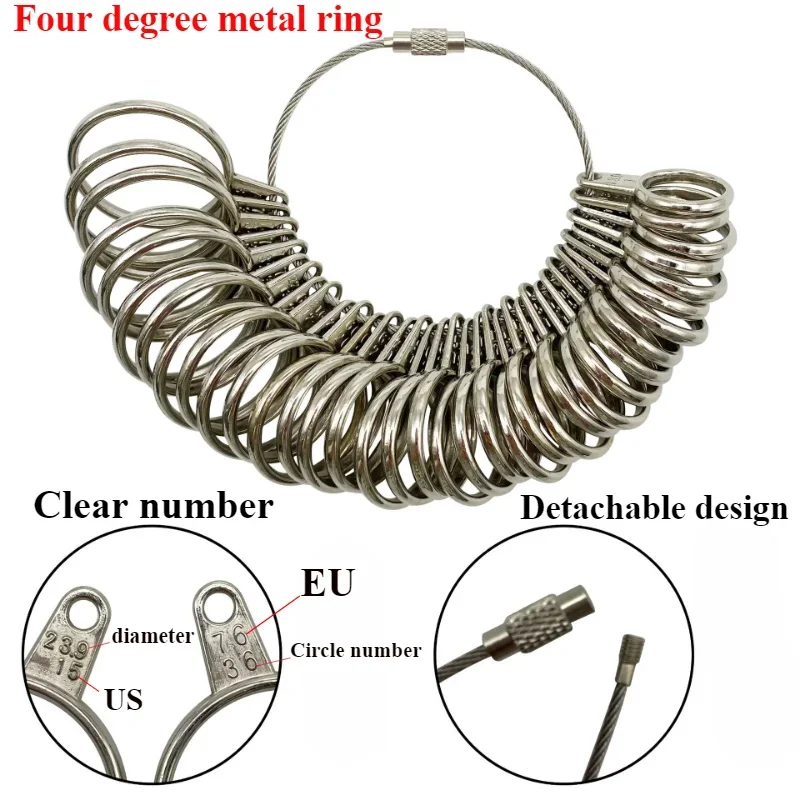 

Новый хит продаж, четырехразовое металлическое кольцо, измерительное кольцо, измерительное устройство для измерения номера, измерение размера кольца на палец