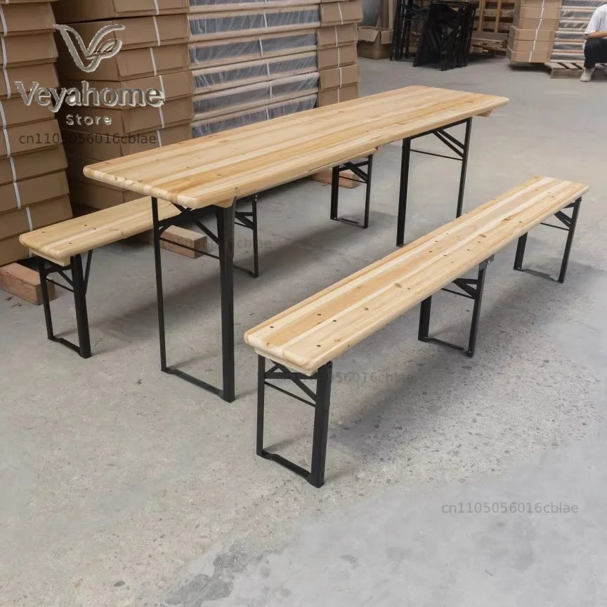 Folding Portable Outdoor Beer Bench Table Sets Picnic Travel Camping Garden Banquet Events Wooden Table and Chair Seat Set