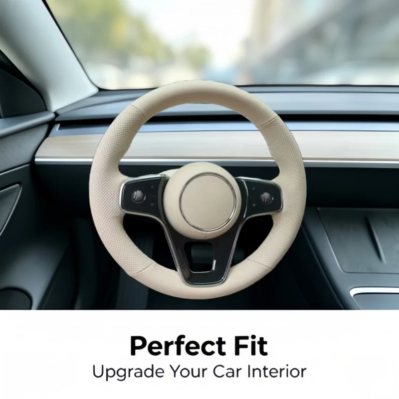Car Steering Wheel Cover Anti-Slip For AITO M8 2025 Microfiber Leather Hand Sewn Steering Wrap Cover Car Interior Accessories